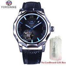 Load image into Gallery viewer, Winner Blue Ocean Geometry Design Transparent Skeleton Dial Mens Watch Top Brand Luxury Automatic Fashion Mechanical Watch Clock