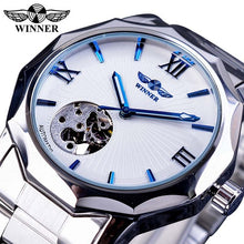 Load image into Gallery viewer, Winner Blue Ocean Geometry Design Transparent Skeleton Dial Mens Watch Top Brand Luxury Automatic Fashion Mechanical Watch Clock