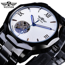 Load image into Gallery viewer, Winner Blue Ocean Geometry Design Transparent Skeleton Dial Mens Watch Top Brand Luxury Automatic Fashion Mechanical Watch Clock